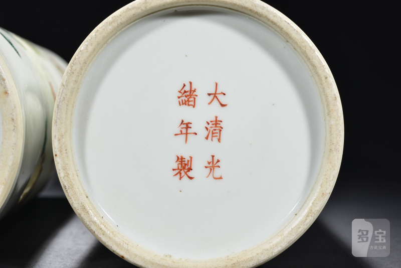 清 粉彩人物故事帽筒（2件） - 图8